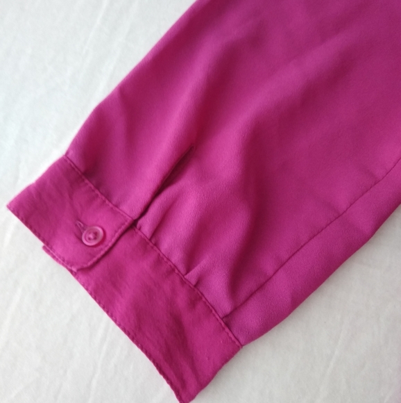 Kut from the Kloth Sheer Half Button Down Top Pink Purple Medium Long Sleeve - Picture 3 of 9